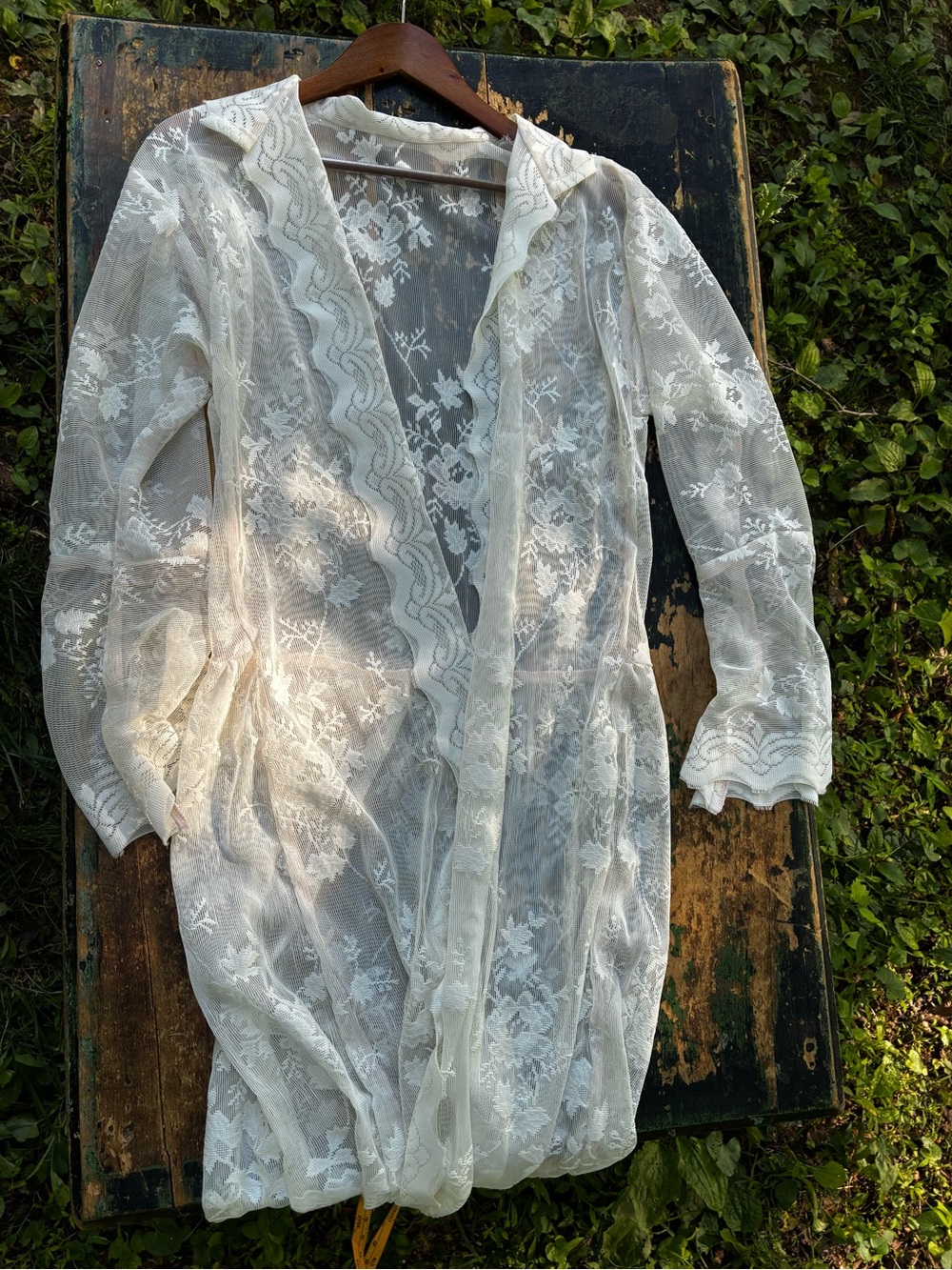 Sheer Lace Robe - White Lace Women's Lingerie Handmade and Upcycled!